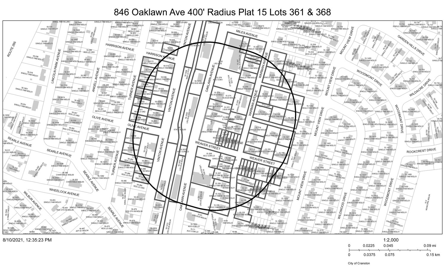 840 & 846 Oaklawn Ave Radius Map